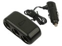 12V Triple Cigar Socket Car Charger Adapter-Black